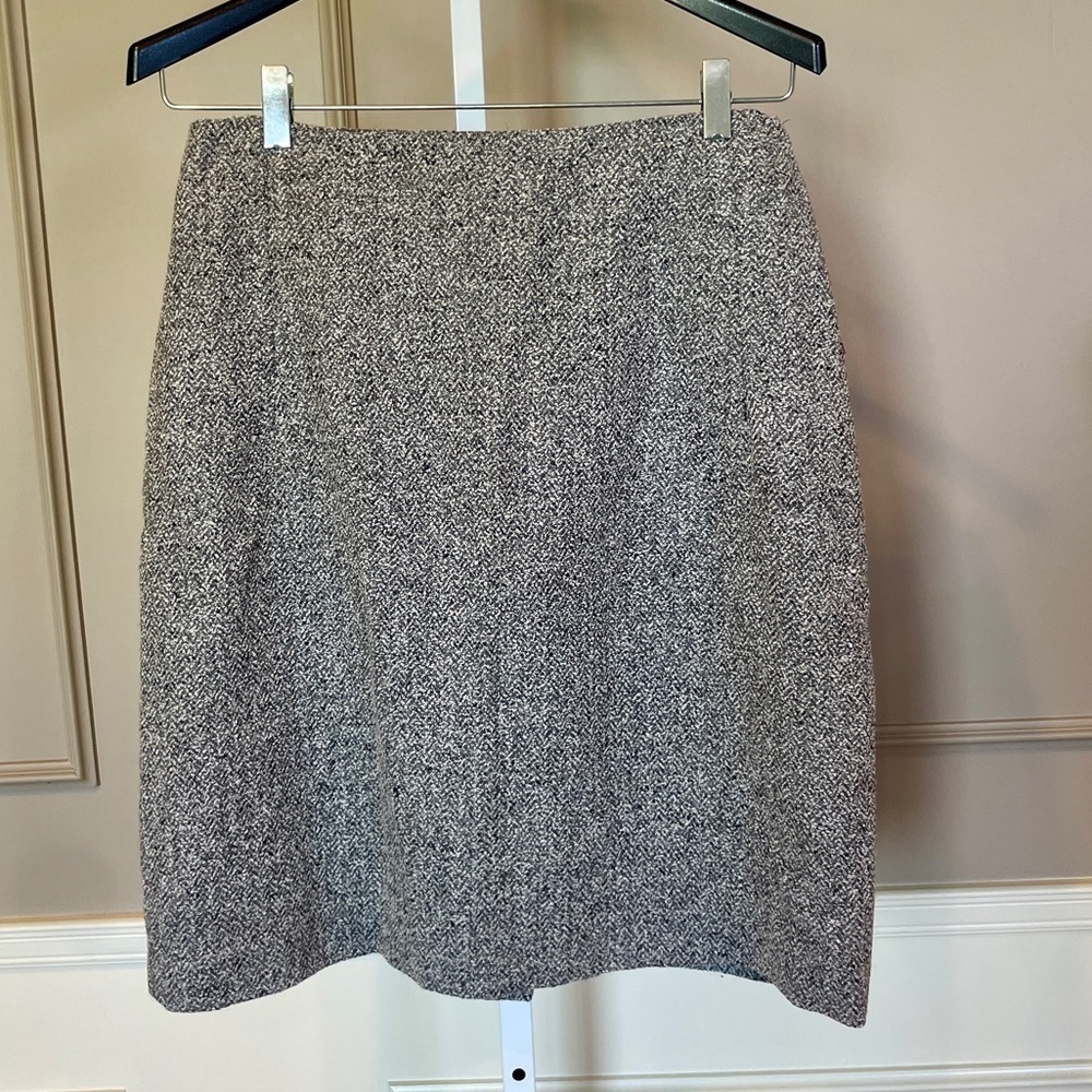 Nieman Marcus Vintage 80s Wool Herringbone 12 lined pencil suit skirt knee